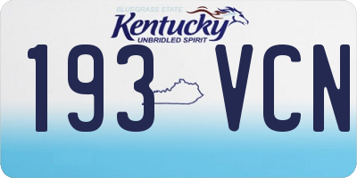 KY license plate 193VCN