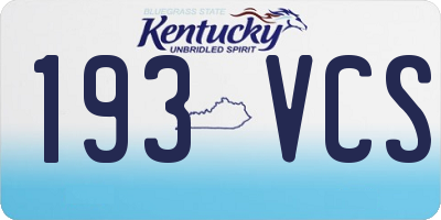 KY license plate 193VCS