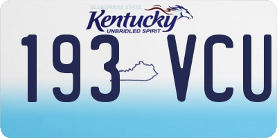 KY license plate 193VCU