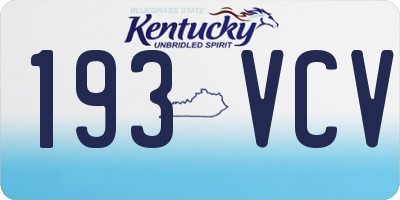 KY license plate 193VCV