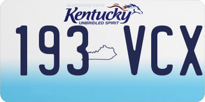 KY license plate 193VCX