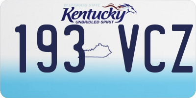 KY license plate 193VCZ