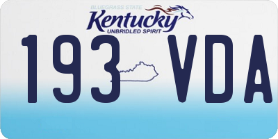 KY license plate 193VDA