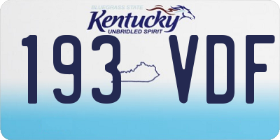 KY license plate 193VDF