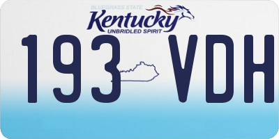 KY license plate 193VDH