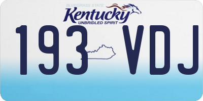 KY license plate 193VDJ