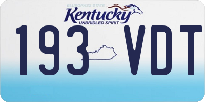 KY license plate 193VDT
