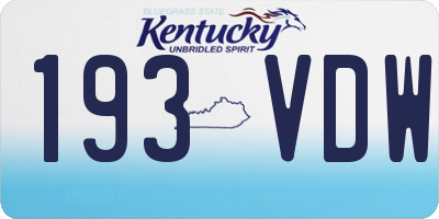 KY license plate 193VDW