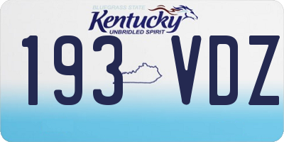 KY license plate 193VDZ