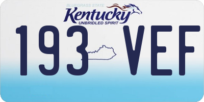 KY license plate 193VEF