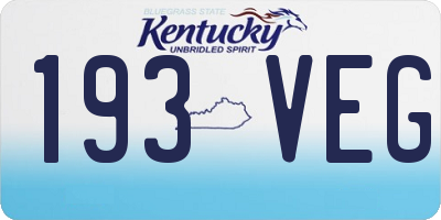 KY license plate 193VEG
