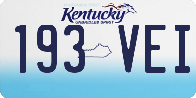 KY license plate 193VEI