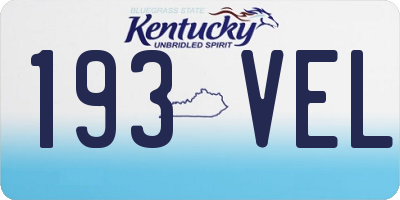 KY license plate 193VEL