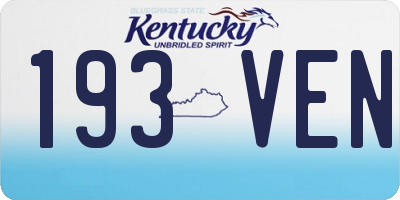 KY license plate 193VEN