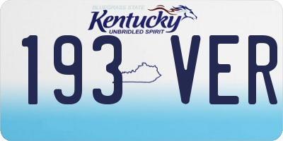 KY license plate 193VER