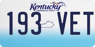 KY license plate 193VET