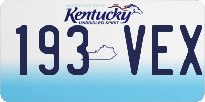 KY license plate 193VEX