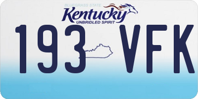 KY license plate 193VFK