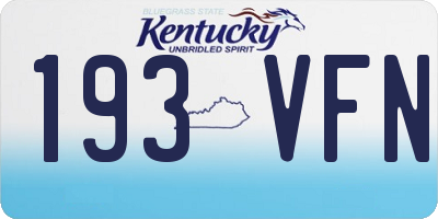 KY license plate 193VFN
