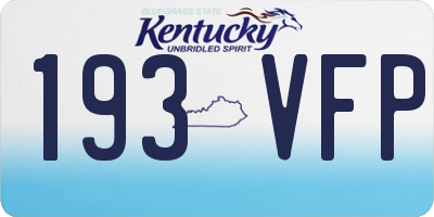 KY license plate 193VFP