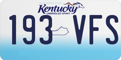KY license plate 193VFS