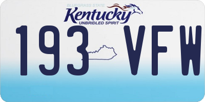KY license plate 193VFW