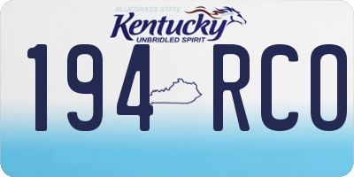 KY license plate 194RCO