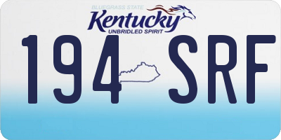 KY license plate 194SRF