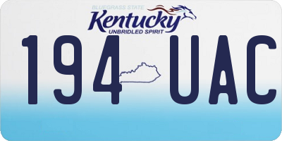 KY license plate 194UAC