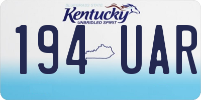 KY license plate 194UAR