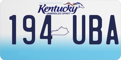 KY license plate 194UBA