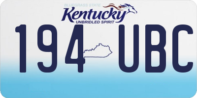 KY license plate 194UBC