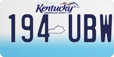 KY license plate 194UBW