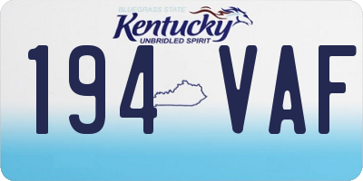 KY license plate 194VAF