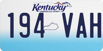 KY license plate 194VAH