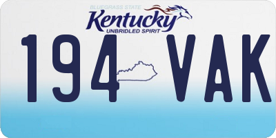 KY license plate 194VAK