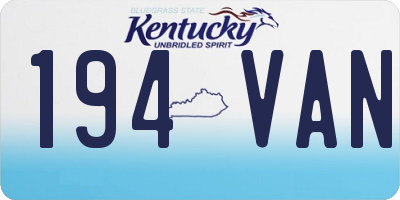 KY license plate 194VAN