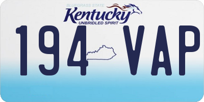 KY license plate 194VAP