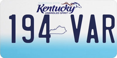 KY license plate 194VAR