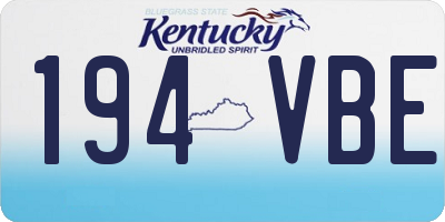 KY license plate 194VBE