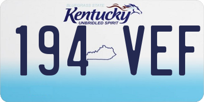 KY license plate 194VEF