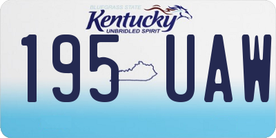 KY license plate 195UAW