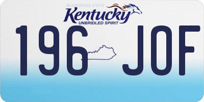 KY license plate 196JOF