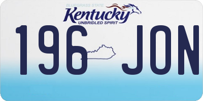 KY license plate 196JON