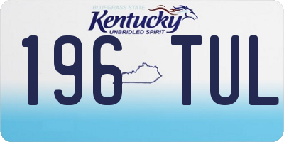 KY license plate 196TUL