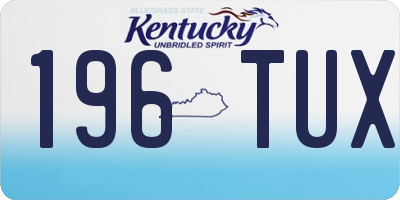 KY license plate 196TUX