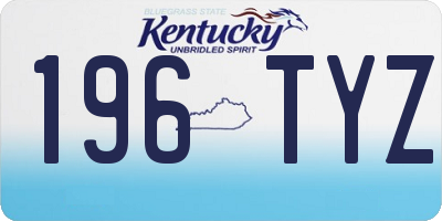 KY license plate 196TYZ