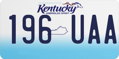 KY license plate 196UAA