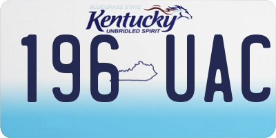 KY license plate 196UAC