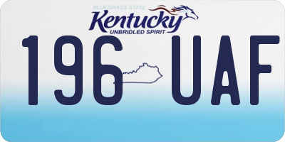KY license plate 196UAF